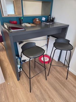 deux tabourets placés devant un comptoir