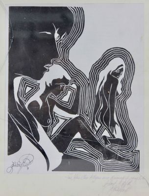 une image d'un dessin en noir et blanc d'une femme et d'un homme