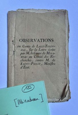 [MIRABEAU]. Plaquette imprimée intitulée « Observation du Co…