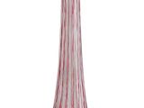 un vase rayé de rouge et de blanc sur fond blanc