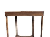 an image of a wooden table with a shelf on top of it