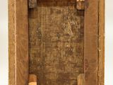 an old wooden picture frame with a picture of a horse in it