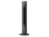 an image of a black tower fan sitting on top of a table