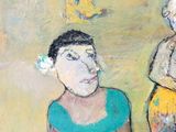 un tableau représentant une femme et un homme debout l'un à côté de l'autre