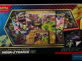 a box of pokemon cards on display on a table
