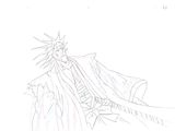 esquisses d'un dessin représentant un homme muni d'une épée et vêtu d'une robe