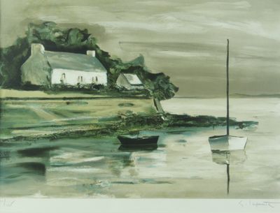 Georges LAPORTE (1926-2000). Paysage. Lithographie. Signée e…