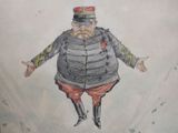 painting of a man dressed in a military uniform with his arms spread out