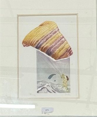 KERFILY "Le parachutiste" Lithographie n°3/99, Dim avec plan…
