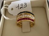 a ring in a box with a price tag on it