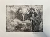 a drawing of a group of people in a room