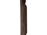 a wooden sculpture of a person on a white background