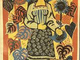 an image of a painting of a woman holding a bird