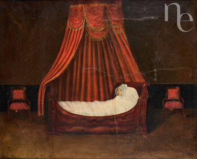 CARRET*** Le sommeil d'une femme âgée dans un lit d'époque E…