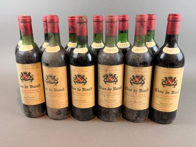 six bottles of wine lined up in a row on a table