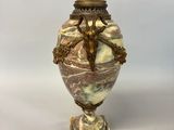 pair of antique french marble urns with gilded bronze handles