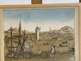a picture of a painting on a easel in a room