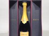 a bottle of champagne in a box on a table