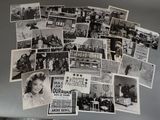 several old black and white photos of people in a room