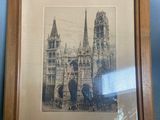a picture of a picture of a cathedral on the wall