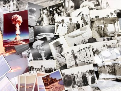 several black and white photos of a bunch of people in military uniforms