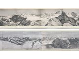 deux photographies en noir et blanc représentant des montagnes enneigées