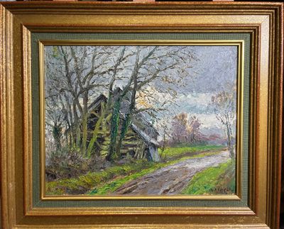 André HARDY (1887-1986) Chemin à la grange