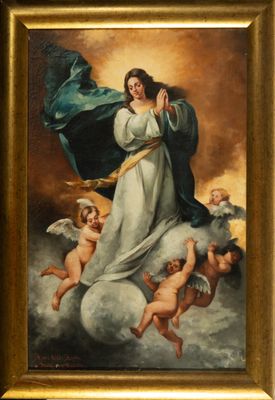 une image représentant un tableau de la Vierge entourée d'anges