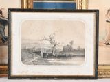 two framed pictures of a couple of people in a field