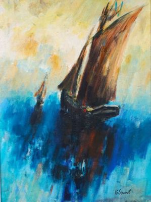 G. SAUVAL "Voiliers" huile sur toile, singée en bas à droite…