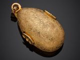 an image of a gold locke with a chain on a black background
