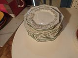 several plates stacked on top of each other on a table