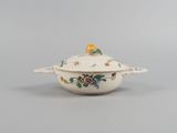 an image of a bowl with a lid and flowers on it