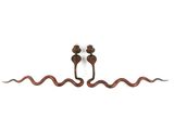 une paire de crochets en forme de serpent en bois sur fond blanc