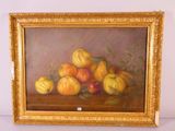 a picture of a painting of fruit on a table
