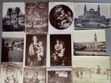several old black and white photographs of people and buildings