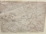 un dessin sur une feuille de papier représentant un groupe d'animaux