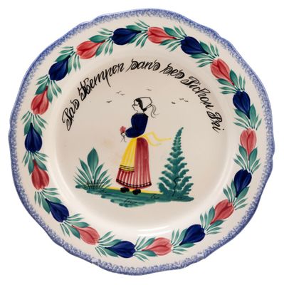 a close up of a plate with a design on it