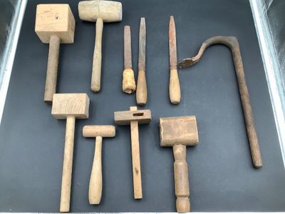 a lot of tools that are laying out on the table
