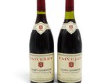 deux bouteilles de vin posées l'une à côté de l'autre sur une surface blanche