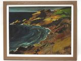 une image représentant une peinture d'une plage avec des vagues qui jaillissent de l'eau