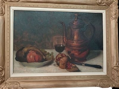 Ecole Française (début XXème siècle) "Nature morte aux cuivr…