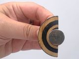 a person holding a small coin in their hand
