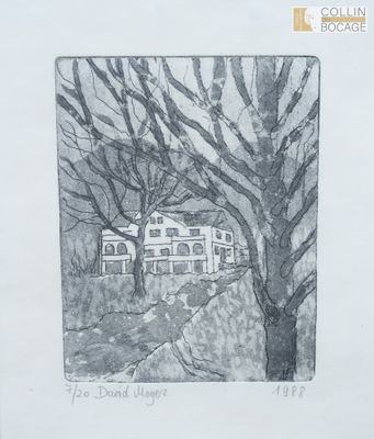 - Minaret. Encre. 23 x10 cm - David Meyer "Maison-bois".