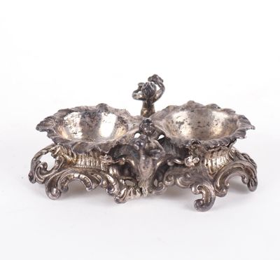 pair of antique silver plated fruit dishes with birds on them