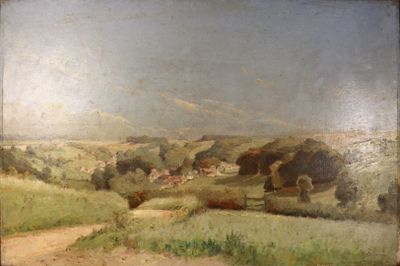 Fernand QUIGNON (1854-1941). La route blanche. Huile sur toi…