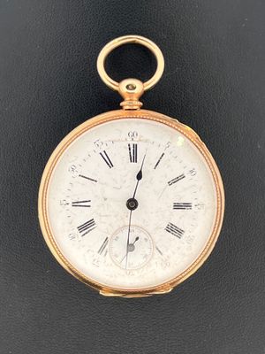 Montre gousset en or jaune 750 millièmes, cadran émaillé bla…