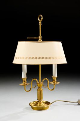 an image of a table lamp with a white shade on top of it