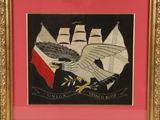 an image of a picture of an eagle flying over a ship
