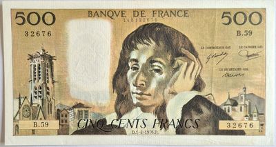 500 francs Pascal 1/4/1976 , SUP